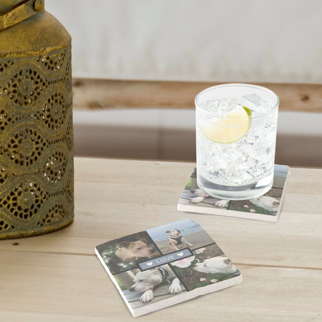 Porta-copo De Pedra Modern Add Your Photo Collage (Modern Add Your Photo Collage Stone Coaster)