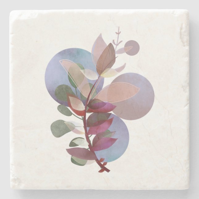 Porta-copo De Pedra Modern Botanical Soft Neutral Lux Stone Coaster (Frente)