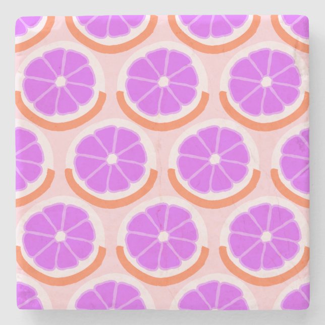 Porta-copo De Pedra Modern Citrus Slice Pink Lemonade (Frente)