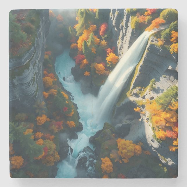 Porta-copo De Pedra Modern Navy & Gold Abstract Mountain Peak – Luxury (Frente)