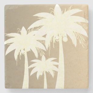 Porta-copo De Pedra Modern Palm Tree Coaster Beige Sand Beach Summer