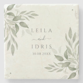 Porta-copo De Pedra Modern Sage Greenery Botanical Stone Coaster