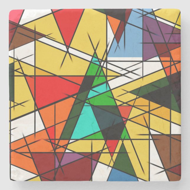 Porta-copo De Pedra Modern Triangle Colorful Geometric  (Frente)
