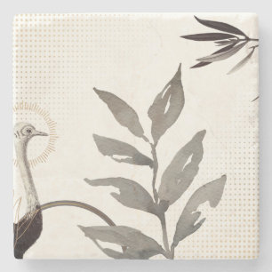 Porta-copo De Pedra Modern Watercolor Deixa Ostrich   Marfim