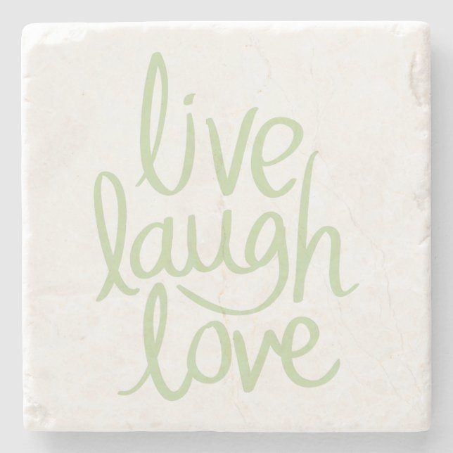 Porta-copo De Pedra Moderno Live Laugh Love (Frente)