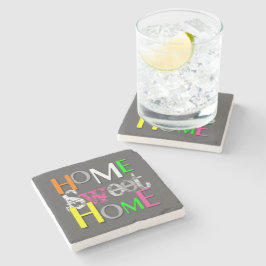Porta-copo De Pedra Moderno Trendy Colorful Home Sweet Home
