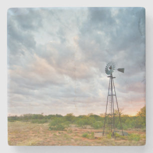 Porta-copo De Pedra Moinho de Vento e Nuvens ao Pôr do Sol
