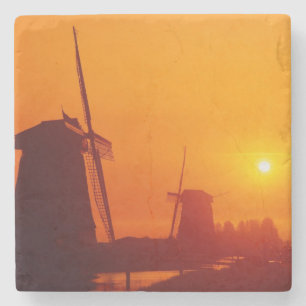 Porta-copo De Pedra Moinhos de vento ao pôr do sol, Schermerhorn, Hola