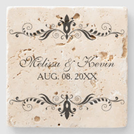 Porta-copo De Pedra Moldura de Naves Florais Negras Elegante