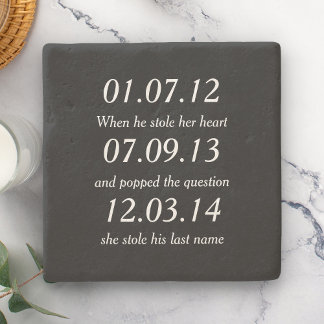 Porta-copo De Pedra Momentos Românticos Datas Personalizadas Casamento