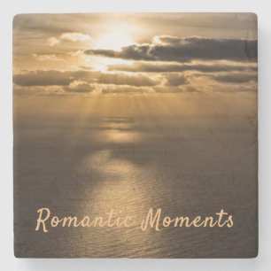 Porta-copo De Pedra Momentos românticos fotografia do sol com texto