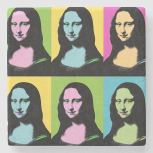 Porta-copo De Pedra Mona Lisa - Estilo de Arte Pop