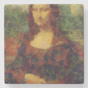 Porta-copo De Pedra Mona Lisa Lettuce Fine Art Vegan Spoof
