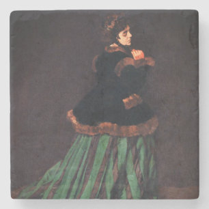 Porta-copo De Pedra Monet Woman em Vestido Verde