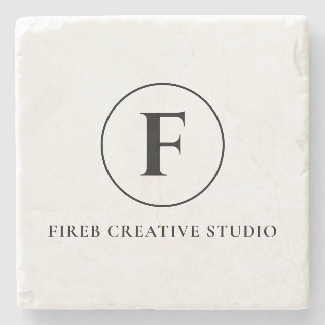 Porta-copo De Pedra Monogram Minimalist Initial Name Marble Design (Frente)