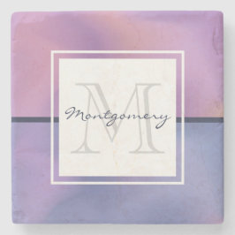 Porta-copo De Pedra Monograma de Abstrato Roxo e Rosa Modernos