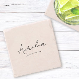 Porta-copo De Pedra Monograma de assinatura digital moderna minimalist