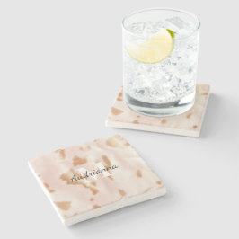 Porta-copo De Pedra Monograma de Cowhide da Moça Rosa-Rosa-Esbranquiça