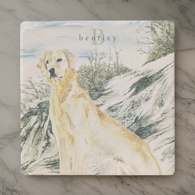 Porta-copo De Pedra Monograma de Ouro de Aquarelas Ortopoladas (Criador carregado)