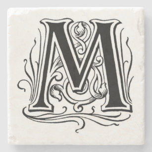 Porta-copo De Pedra Monograma de Vintage 'M'