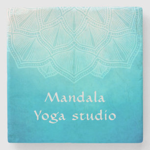 Porta-copo De Pedra Monograma do Turquoise ombre mandala