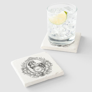 Porta-copo De Pedra Monograma equestre equestre equestre de luxo elega