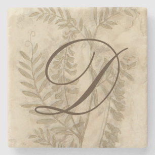 Porta-copo De Pedra Monograma   Folhagem I
