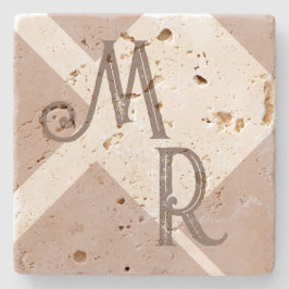 Porta-copo De Pedra Monograma — iniciais personalizadas — geométrico n