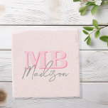 Porta-copo De Pedra Monograma inicial cor-de-rosa moderno mínimo<br><div class="desc">Crie suas próprias portas copos personalizadas com iniciais minimalistas modernas e o nome do monograma da caligrafia de script.</div>