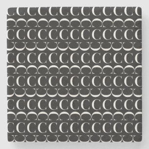 Porta-copo De Pedra Monograma - Letra inicial C