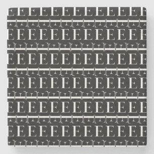 Porta-copo De Pedra Monograma - Letra Inicial E