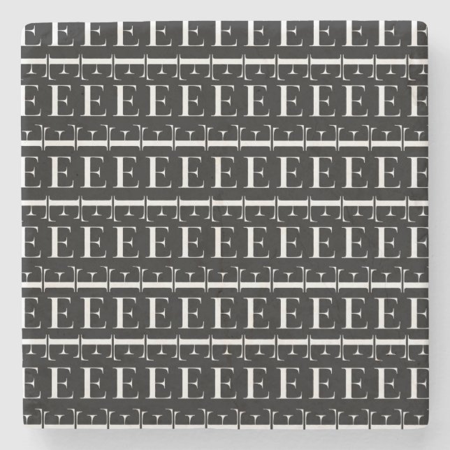 Porta-copo De Pedra Monograma - Letra Inicial E (Frente)