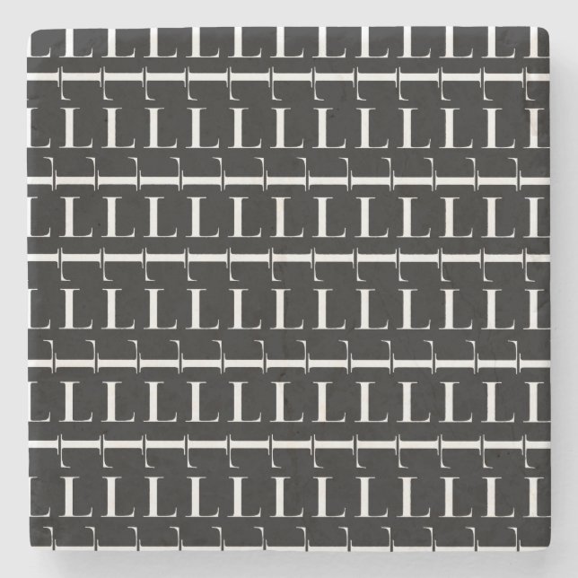 Porta-copo De Pedra Monograma - Letra inicial L (Frente)