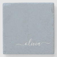 Monograma Moderno Minimalista Dusty Blue Elegante