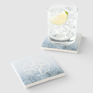 Porta-copo De Pedra Monograma monograma de emblem em estrela de compas