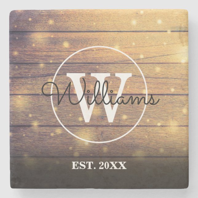 Porta-copo De Pedra Monograma - Painéis de madeira russa (Frente)