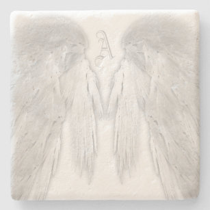 Porta-copo De Pedra Monograma Personalizado Branco do ANGEL WINGS