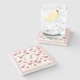 Porta-copo De Pedra Monograma Personalizado da Família Flamingo, cor-d