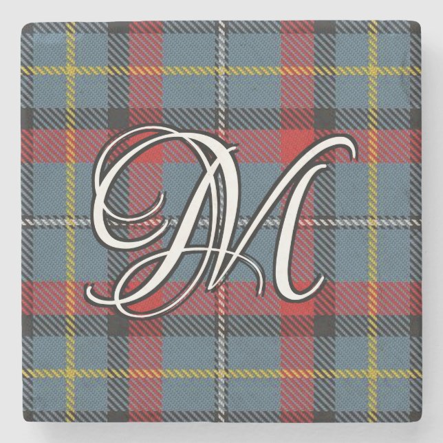 Porta-copo De Pedra Monograma Personalizado de Clan MacNamara Tartan n (Frente)