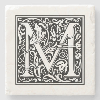 Porta-copo De Pedra Monograma Personalizado - Letra M Casamento - Aniv