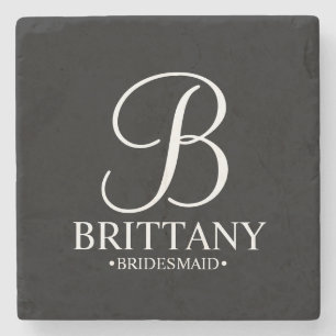 Porta-copo De Pedra Monograma Personalizado Moderno e Nome Bridesmaid