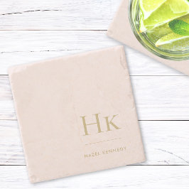 Porta-copo De Pedra Monograma Simples Feminina Esbranquiçada Rosa Dour