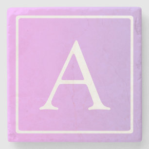Porta-copo De Pedra Monograma Simples   Sutil Rosa/Púrpura