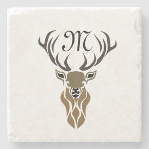 Porta-copo De Pedra Monograma Tribal Red Stag