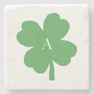 Porta-copo De Pedra Monogramo Shamrock Irish Green Painting