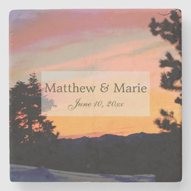 Porta-copo De Pedra Montanha Sunset (Frente)