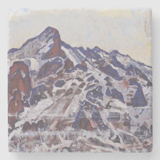 Porta-copo De Pedra Montanha Wetterhorn (Paisagem de inverno de neve) (Frente)