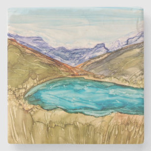 Porta-copo De Pedra Montanhas com lago