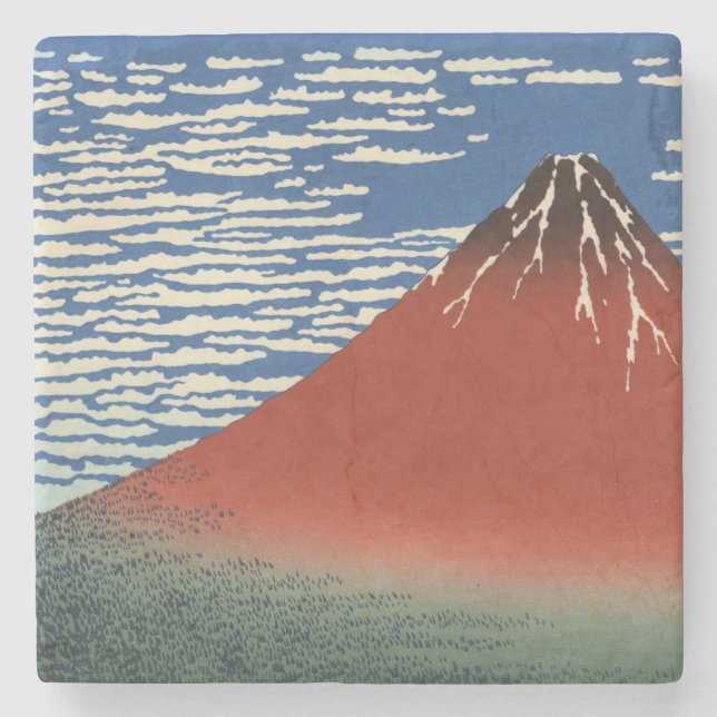 Porta-copo De Pedra Monte Fuji em tempo limpo (Red Fuji) (Hokusai) (Frente)