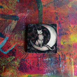 Porta-copo De Pedra Moon Cat.